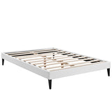 Upholstered Vinyl Platform Bed with Squared Tapered Legs