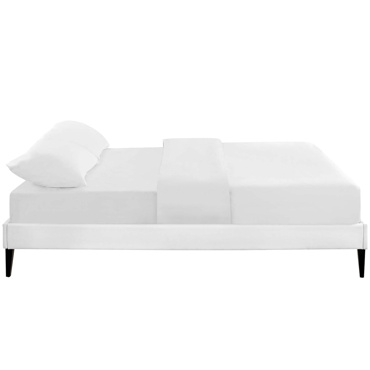 Upholstered Vinyl Platform Bed with Squared Tapered Legs