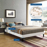 Upholstered Vinyl Platform Bed with Squared Tapered Legs