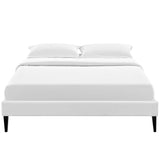 Upholstered Vinyl Platform Bed with Squared Tapered Legs