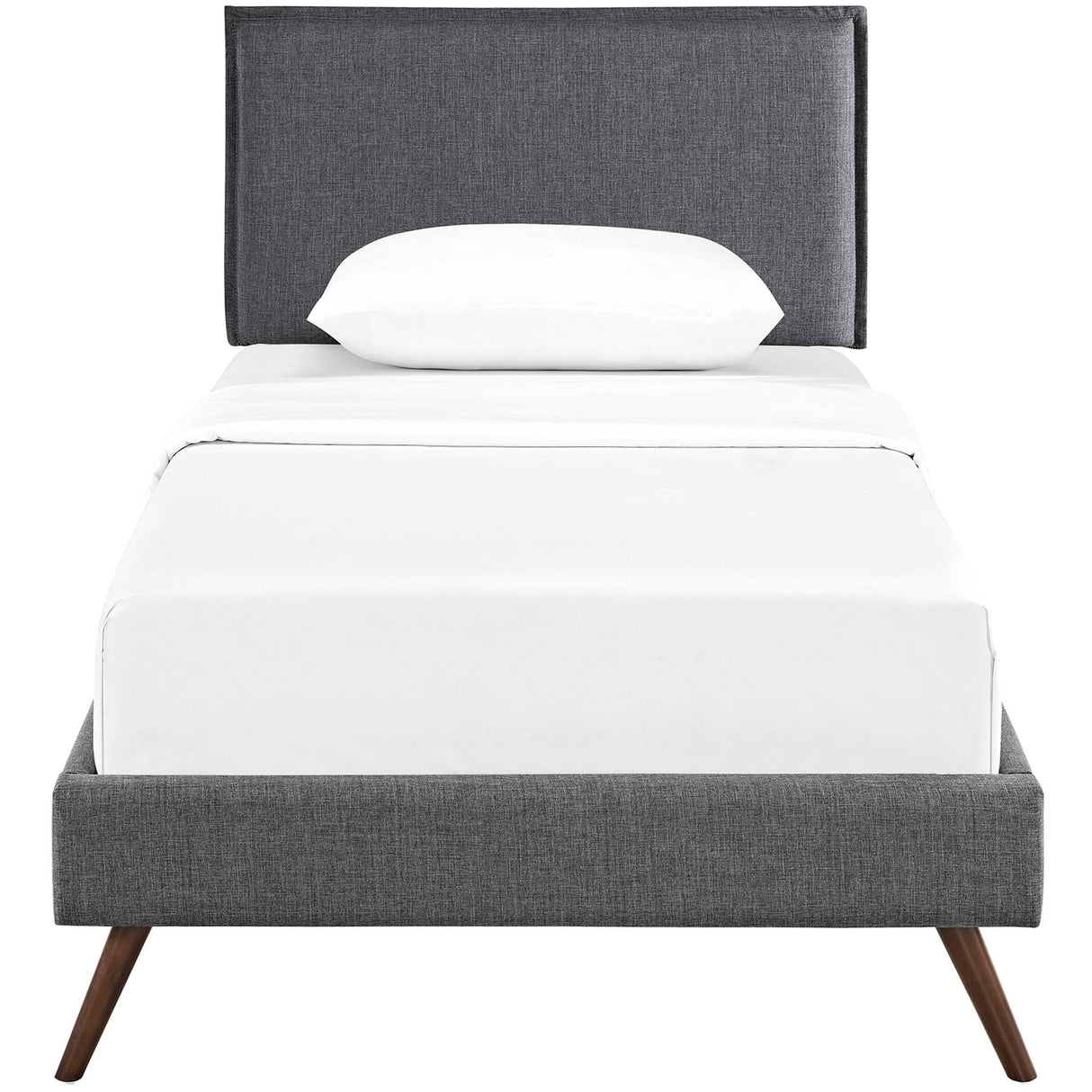 Upholstered Fabric Platform Bed with Round Splayed Legs