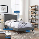 Upholstered Fabric Platform Bed with Round Splayed Legs