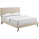 Upholstered Fabric Platform Bed with Round Splayed Legs