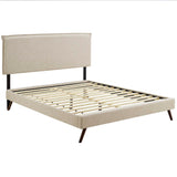 Upholstered Fabric Platform Bed with Round Splayed Legs