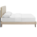 Upholstered Fabric Platform Bed with Round Splayed Legs