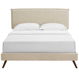 Upholstered Fabric Platform Bed with Round Splayed Legs