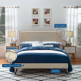 Upholstered Fabric Platform Bed with Round Splayed Legs
