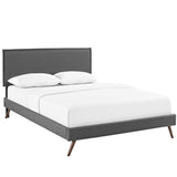 Upholstered Fabric Platform Bed with Round Splayed Legs