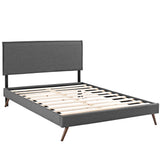 Upholstered Fabric Platform Bed with Round Splayed Legs