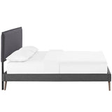 Upholstered Fabric Platform Bed with Round Splayed Legs