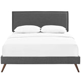 Upholstered Fabric Platform Bed with Round Splayed Legs