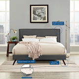 Upholstered Fabric Platform Bed with Round Splayed Legs