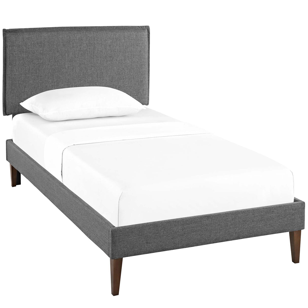 Upholstered Fabric Platform Bed with Squared Tapered Legs