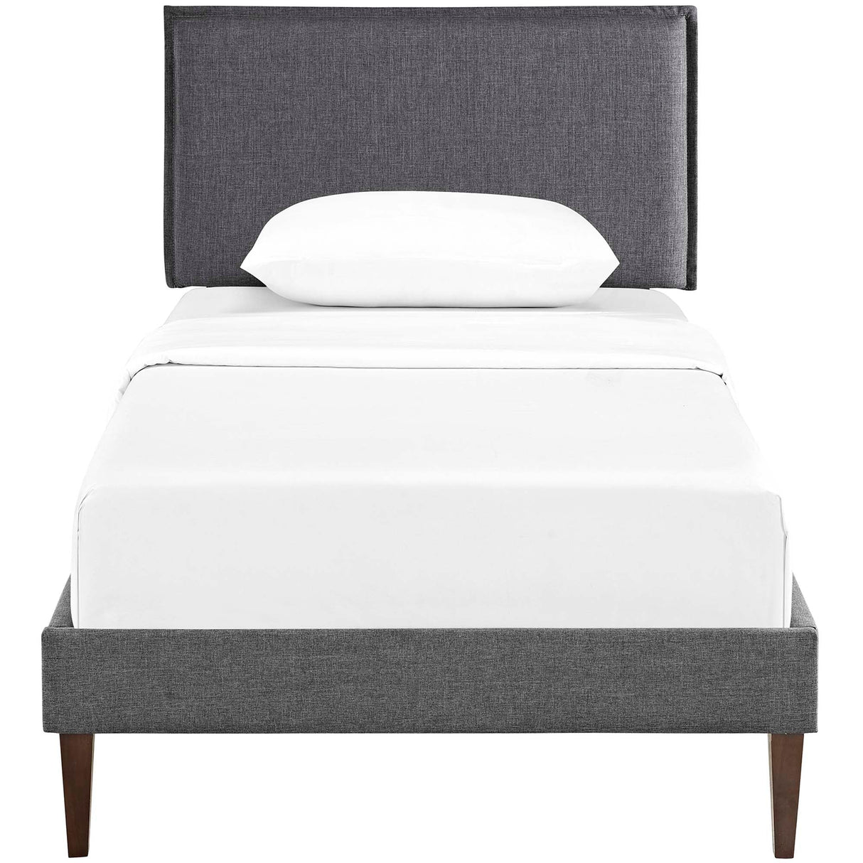 Upholstered Fabric Platform Bed with Squared Tapered Legs