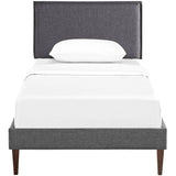 Upholstered Fabric Platform Bed with Squared Tapered Legs