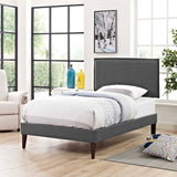 Upholstered Fabric Platform Bed with Squared Tapered Legs