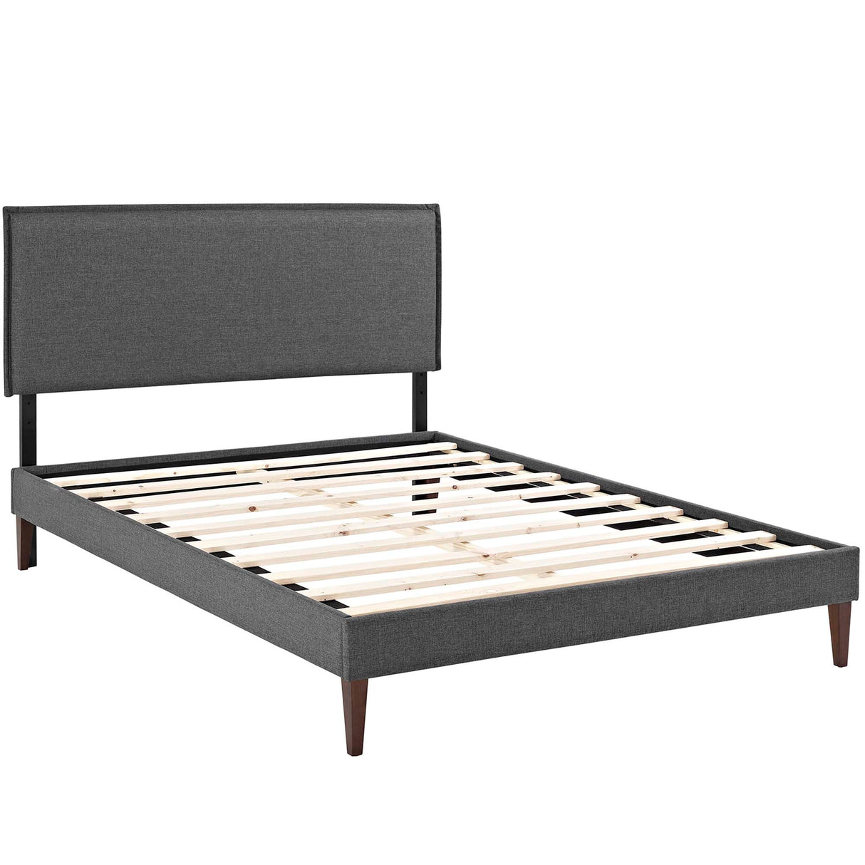 Upholstered Fabric Platform Bed with Squared Tapered Legs