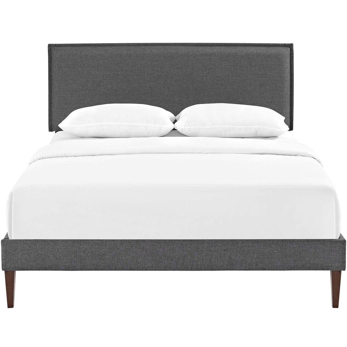 Upholstered Fabric Platform Bed with Squared Tapered Legs
