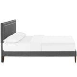 Upholstered Fabric Full Platform Bed with Squared Tapered Legs in Gray