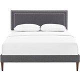 Upholstered Fabric Full Platform Bed with Squared Tapered Legs in Gray