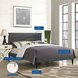 Upholstered Fabric Full Platform Bed with Squared Tapered Legs in Gray