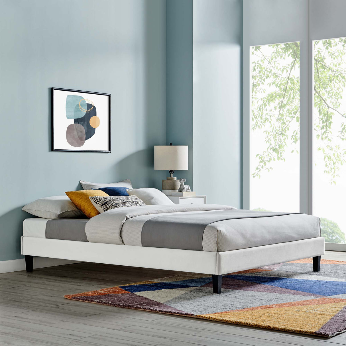 Performance Velvet Upholstered Platform Bed Frame