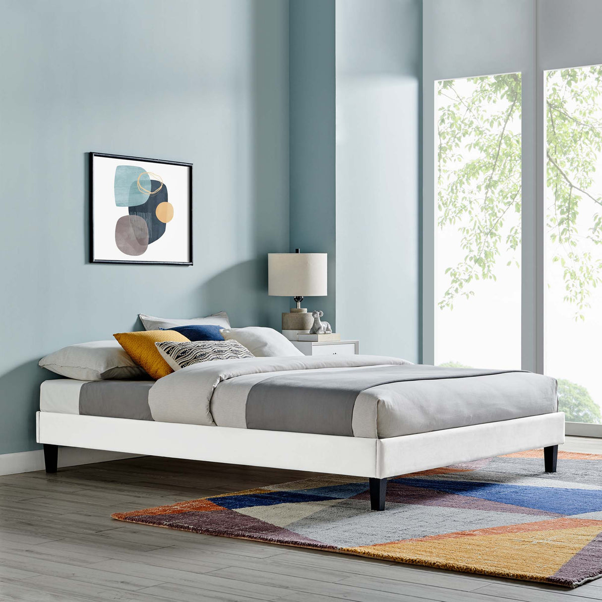 Performance Velvet Upholstered Platform Bed Frame