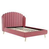 Wingback Channel Tufted Performance Velvet Queen Platform Bed