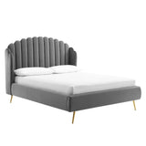 Wingback Channel Tufted Performance Velvet Queen Platform Bed