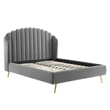 Wingback Channel Tufted Performance Velvet Queen Platform Bed