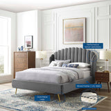 Wingback Channel Tufted Performance Velvet Queen Platform Bed