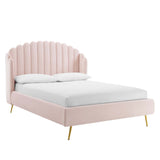 Wingback Channel Tufted Performance Velvet Queen Platform Bed