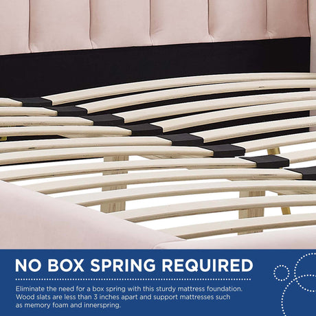 Wingback Channel Tufted Performance Velvet Queen Platform Bed