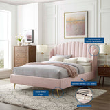 Wingback Channel Tufted Performance Velvet Queen Platform Bed