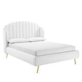 Wingback Channel Tufted Performance Velvet Queen Platform Bed