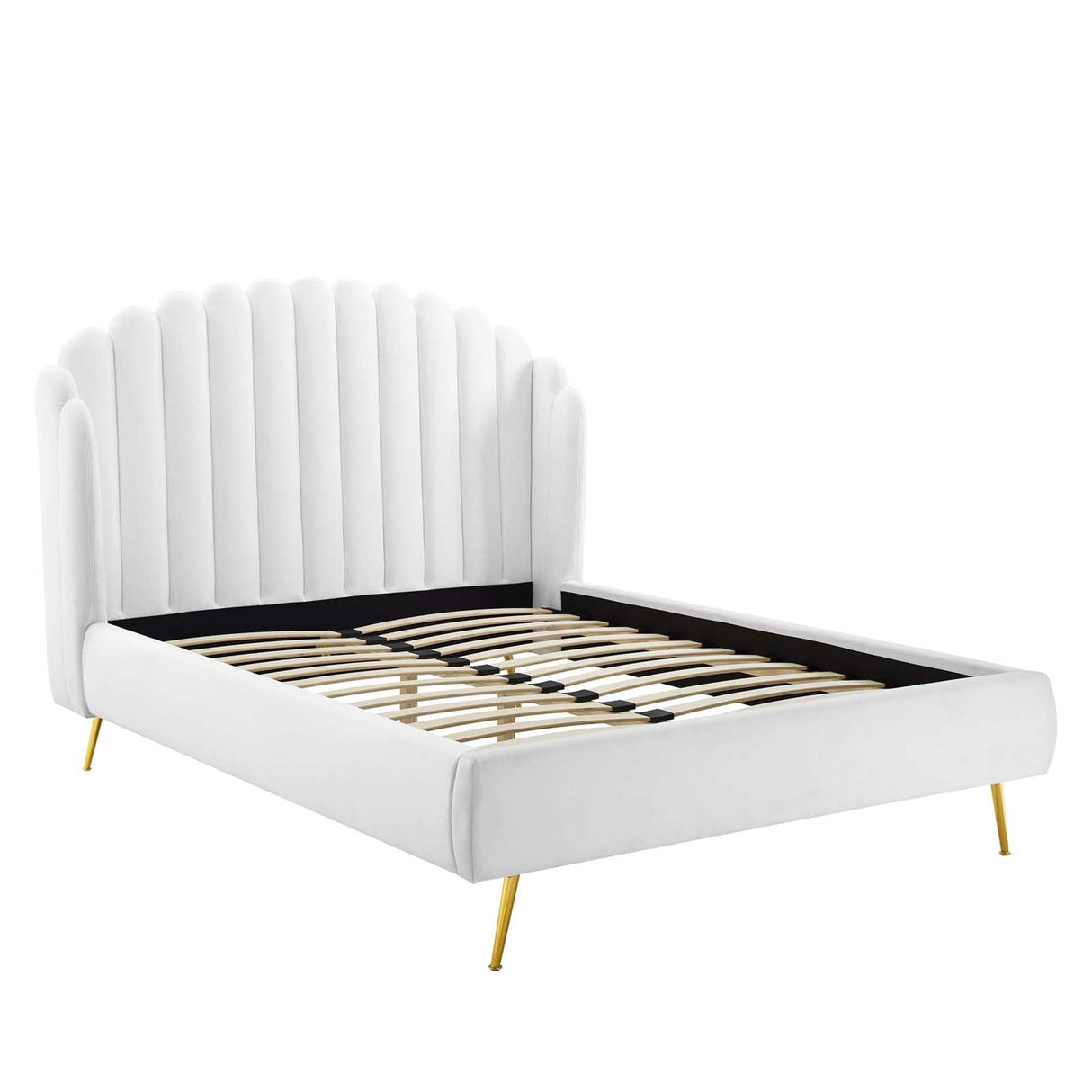 Wingback Channel Tufted Performance Velvet Queen Platform Bed