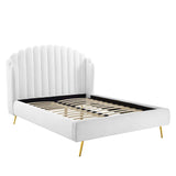 Wingback Channel Tufted Performance Velvet Queen Platform Bed
