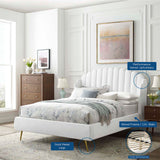 Wingback Channel Tufted Performance Velvet Queen Platform Bed
