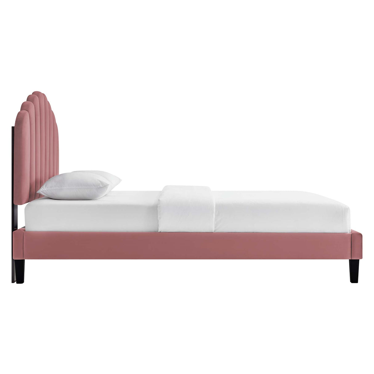 Channel Tufted Scalloped Performance Velvet Platform Bed
