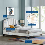 Channel Tufted Scalloped Performance Velvet Platform Bed