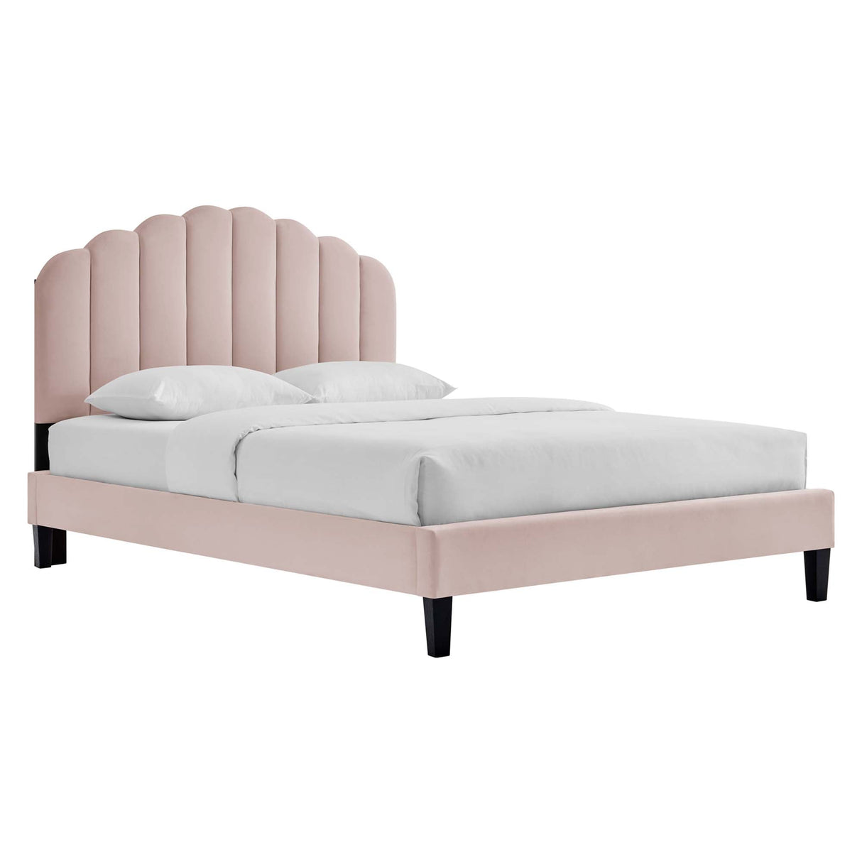 Channel Tufted Scalloped Performance Velvet Platform Bed