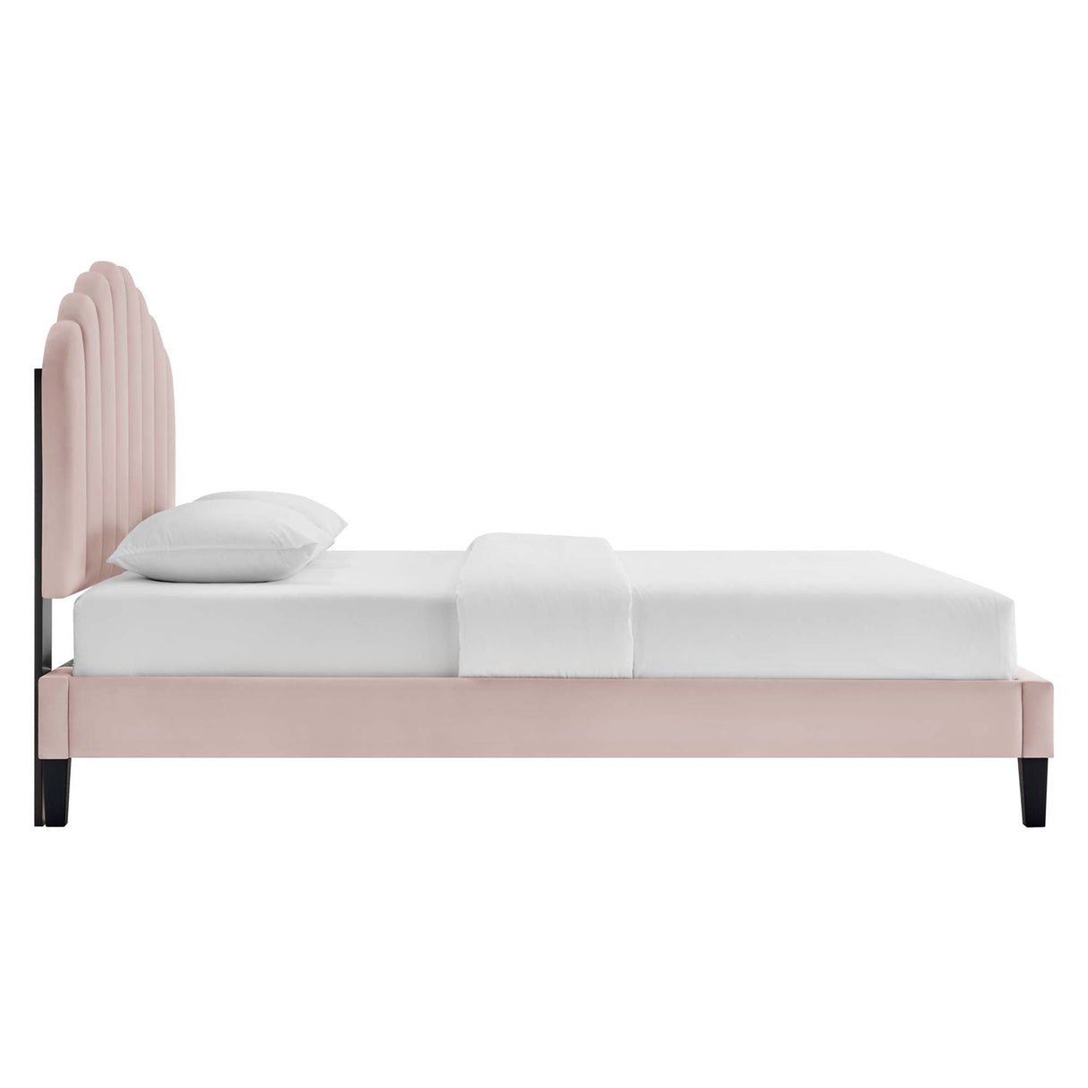 Channel Tufted Scalloped Performance Velvet Platform Bed