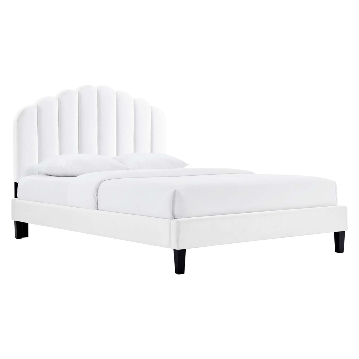 Channel Tufted Scalloped Performance Velvet Platform Bed