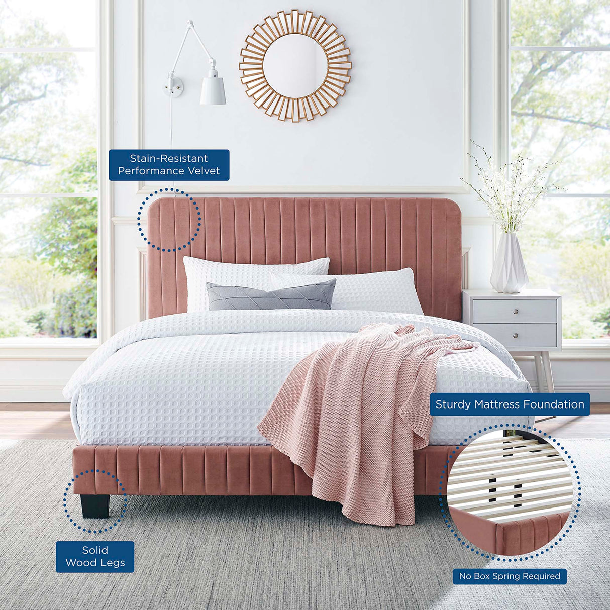 Tufted Performance Velvet Platform Bed