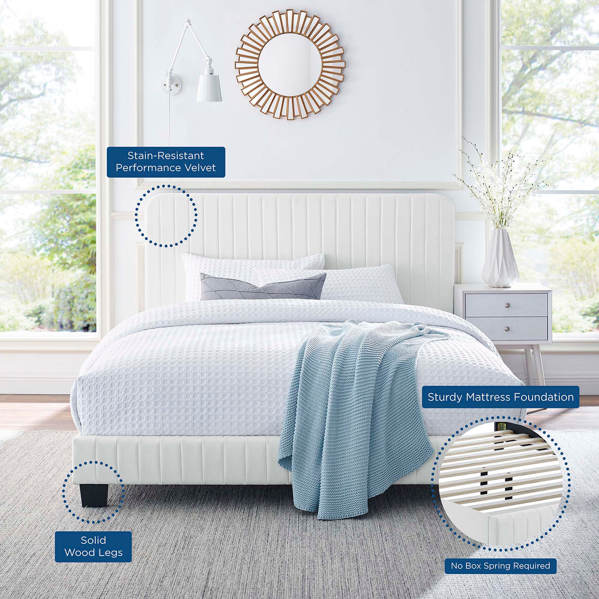 Tufted Performance Velvet Platform Bed