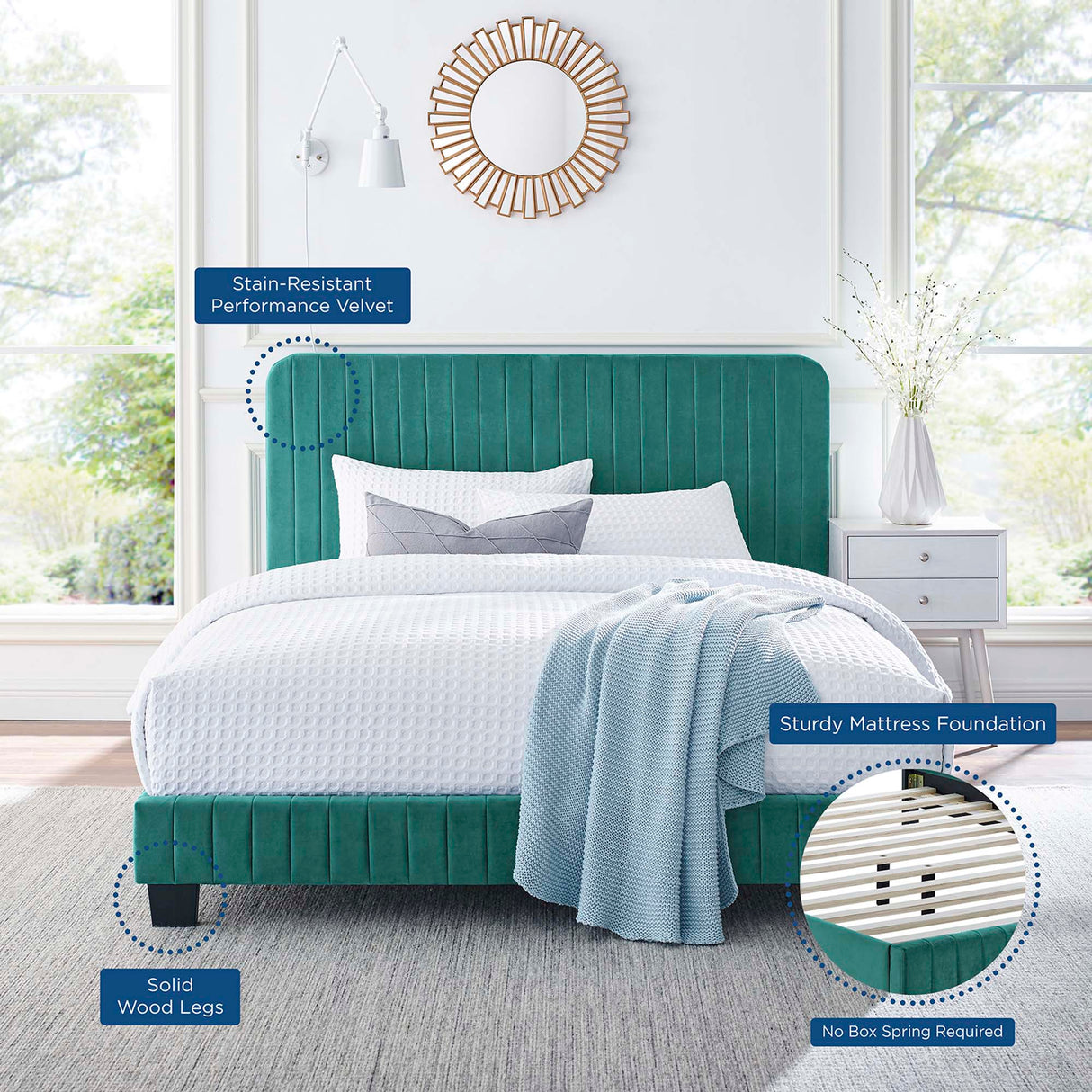 Tufted Performance Velvet Platform Bed
