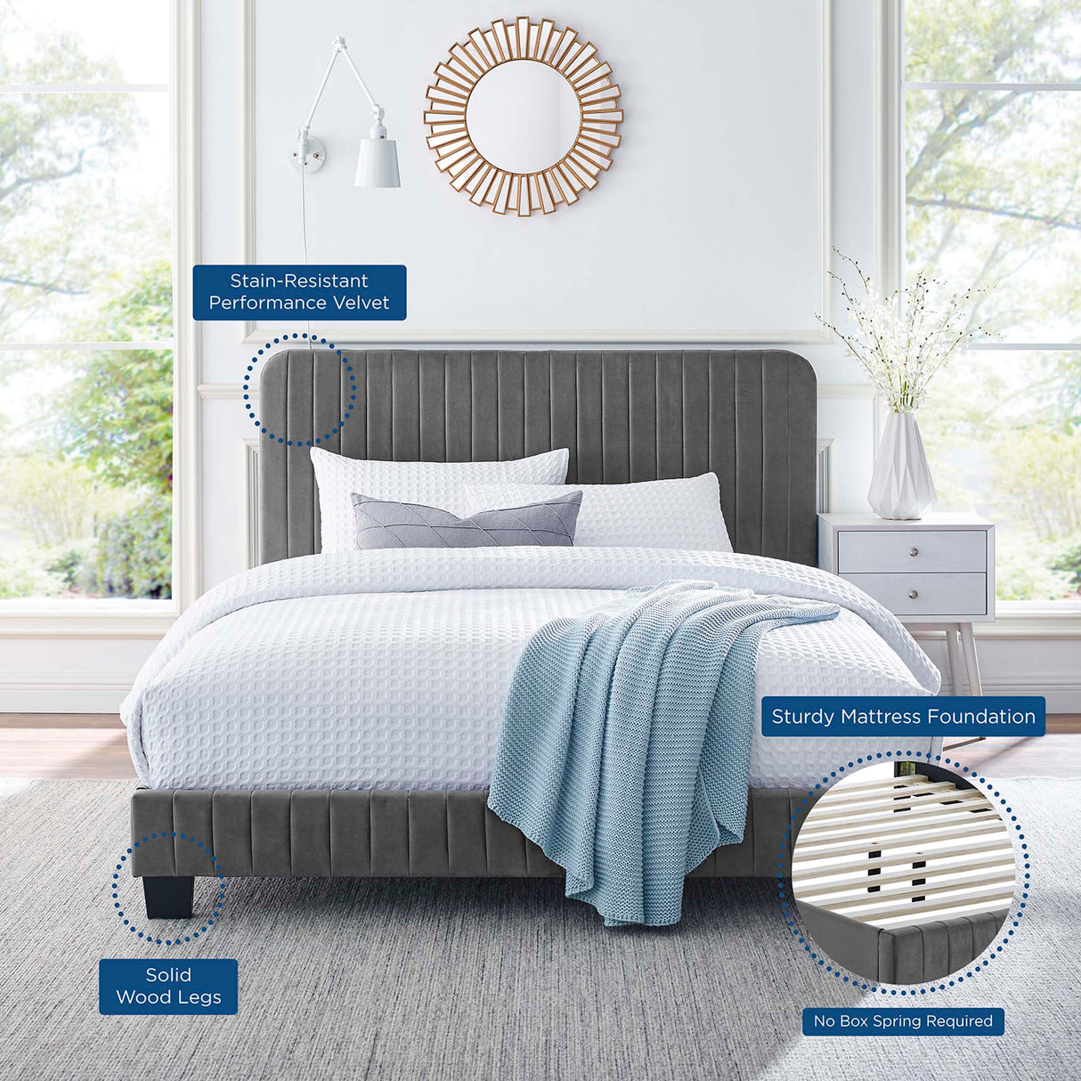 Tufted Performance Velvet Platform Bed
