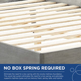 Woven Cane Rattan and Wood Platform Bed with Splayed Legs