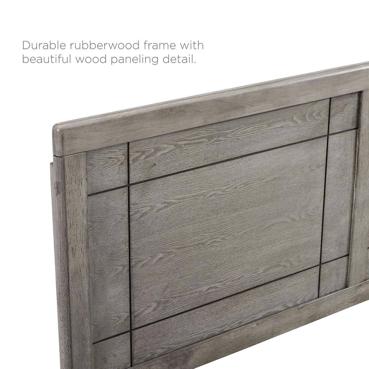 Wood Platform Bed with Window Pane Headboard
