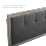 Tufted Wood Platform Bed with Angular Frame